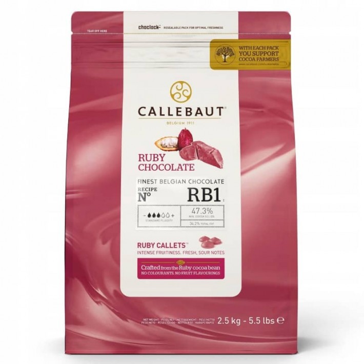 Czekolada Callebaut Ruby różowa w pastylkach - 2,5 kg