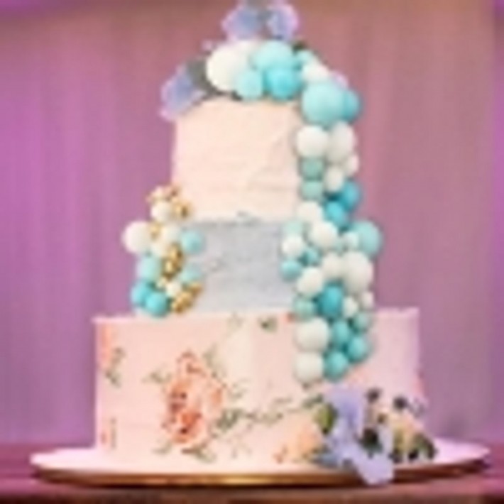 Dekoracje na tort kule na piku śr. 4 cm niebieskie