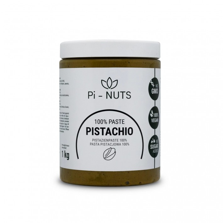 Opakowanie Pasta Pistacjowa Pi-NUTS 100% z naturalnych pistacji, 1 kg - bez dodatku cukru, bez konserwantów.
