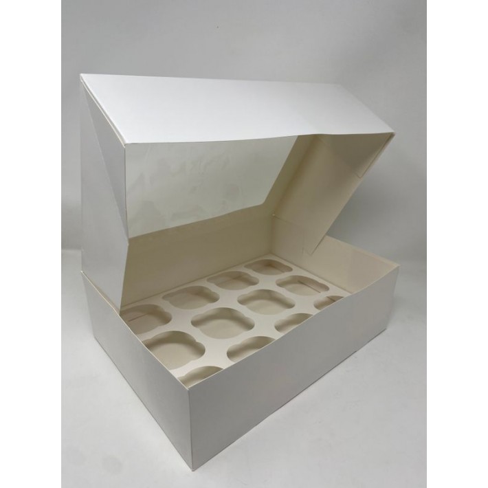 Pudełko na muffinki JS z wkładem 12 szt - białe