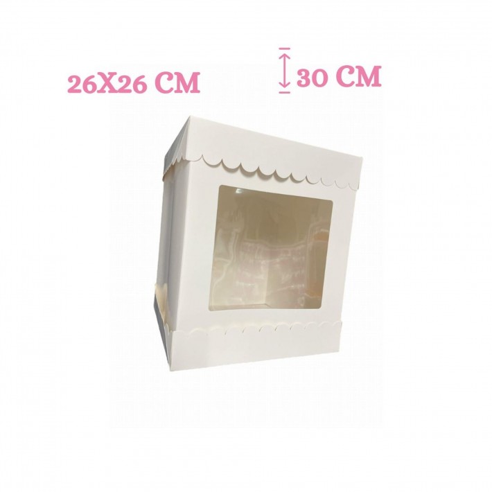 Pudełko na tort białe 26x26x30 cm