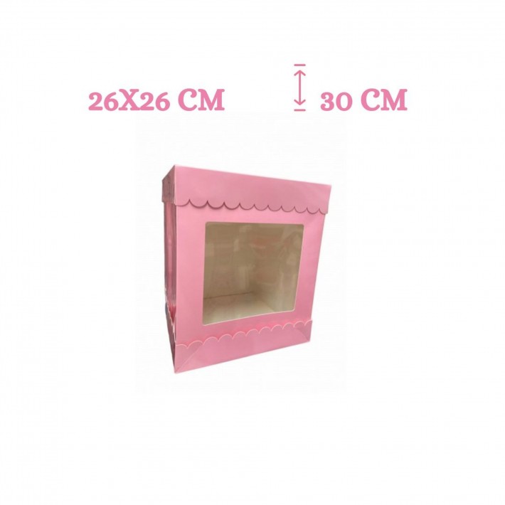Pudełko na tort różowe 26x26x30 cm