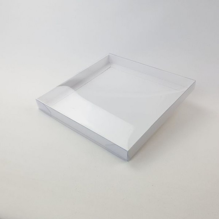 Pudełko z pokrywką folia na pierniczki ciasteczka 21 x 21 cm - białe