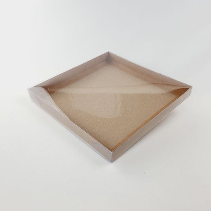 Pudełko z pokrywką folia na pierniczki ciasteczka 21 x 21 cm - jasny brąz