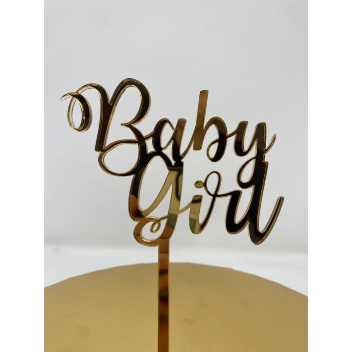 Topper na tort Mill Art złota plexi - Baby Girl