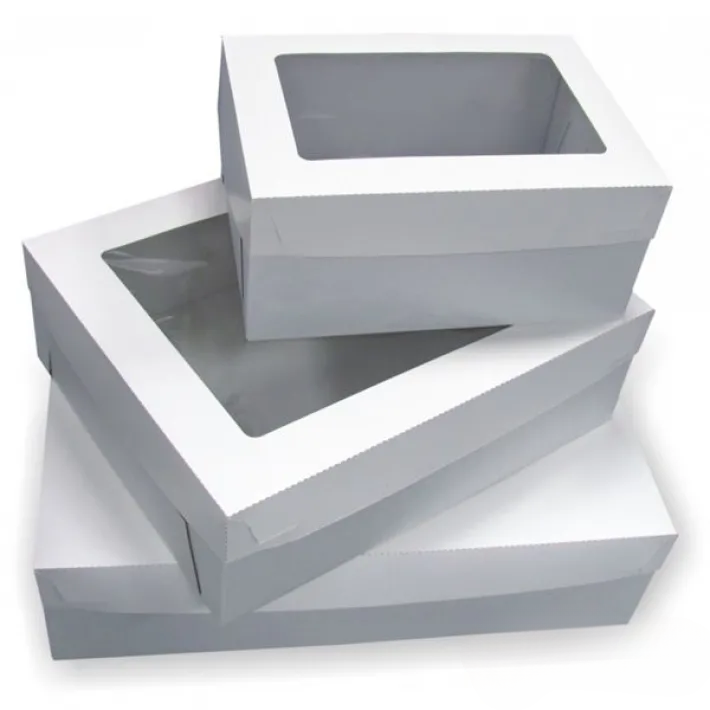Pudełko z okienkiem białe na tort - 26x36x16