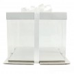 Pudełko na tort białe kartonowo-plastikowe - 30x30x25