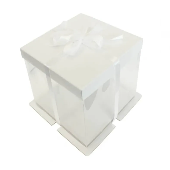 Pudełko na tort białe kartonowo-plastikowe - 30x30x25