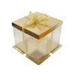 Pudełko na tort kartonowo-plastikowe złote - 30x30x40