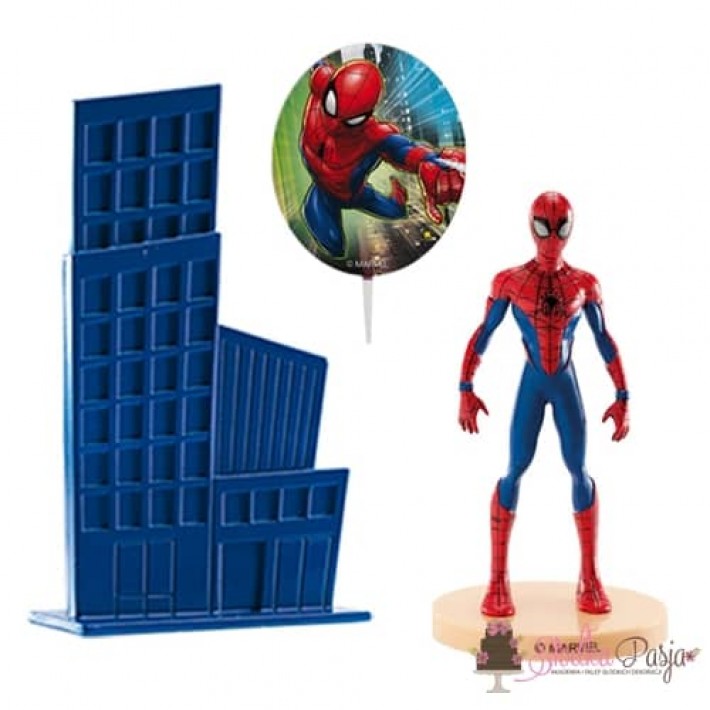 Dekoracja na tort Spiderman z plakietkami