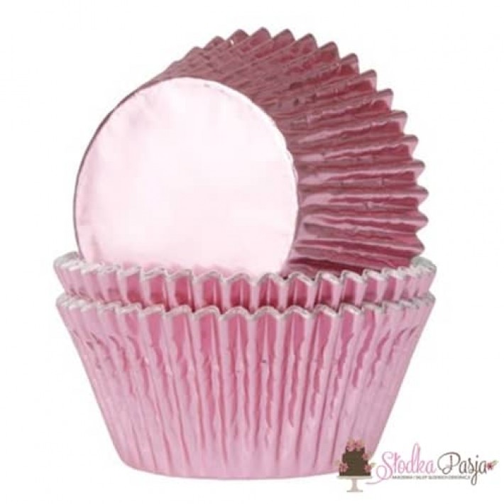 Papilotki na muffinki HOM 24 szt - baby pink metalizowane