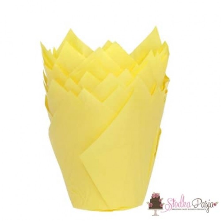 Papilotki na muffinki tulipany HOM 36 szt - żółte