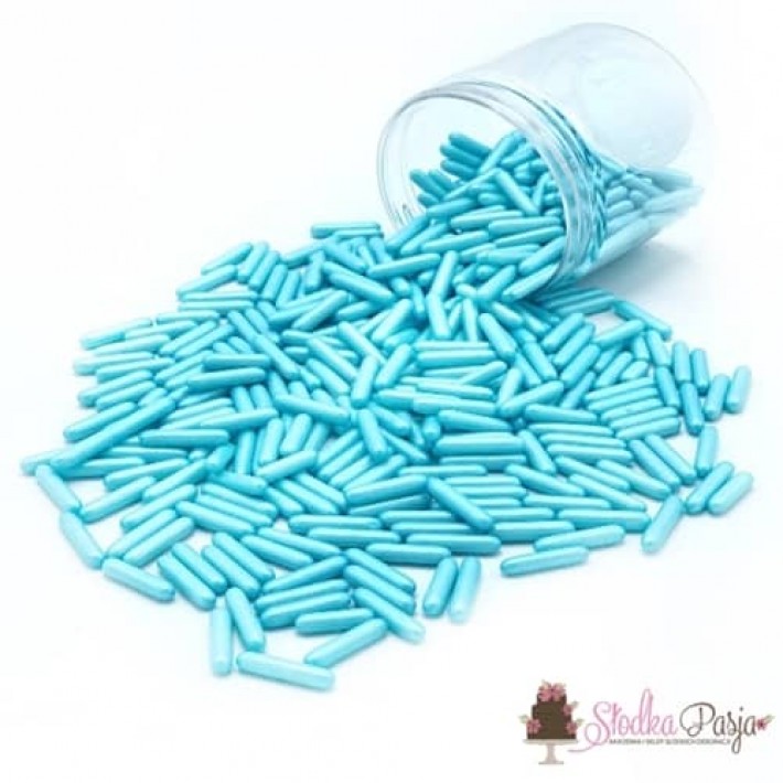 Posypka cukrowa Happy Sprinkles pałeczki makaroniki perłowe 90 g - niebieskie