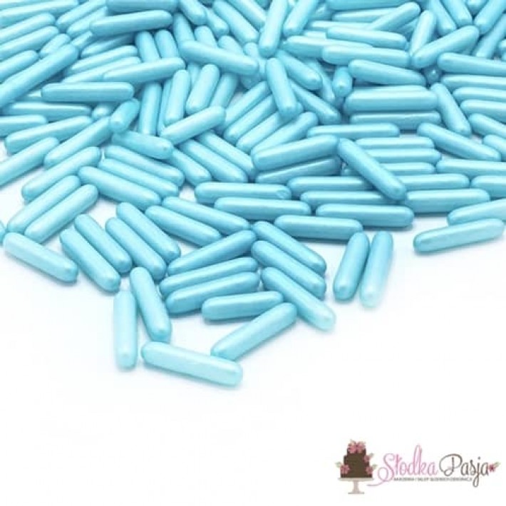 Posypka cukrowa Happy Sprinkles pałeczki makaroniki perłowe 90 g - niebieskie