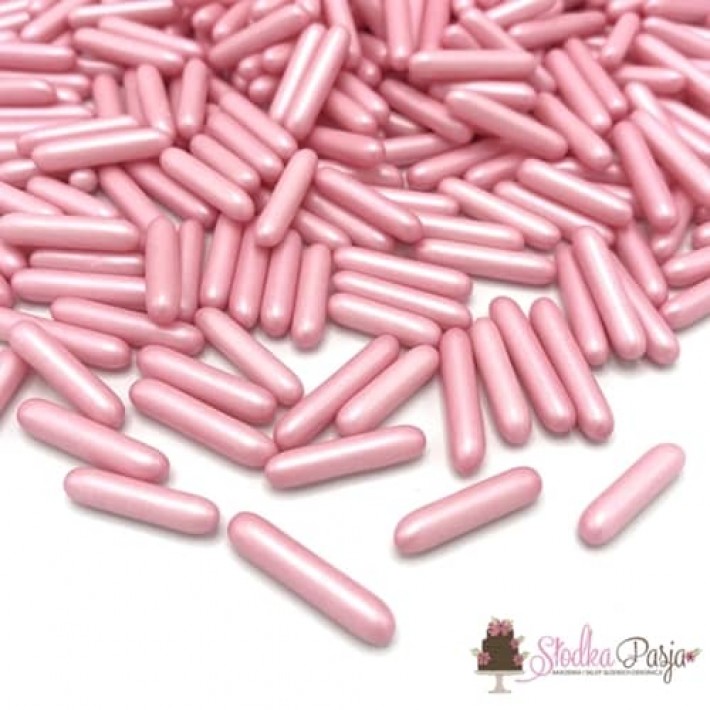 Posypka cukrowa Happy Sprinkles pałeczki makaroniki perłowe 90 g - różowe
