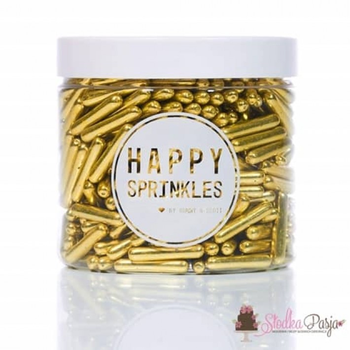 Posypka cukrowa Happy Sprinkles pałeczki makaroniki perłowe 90 g - złote