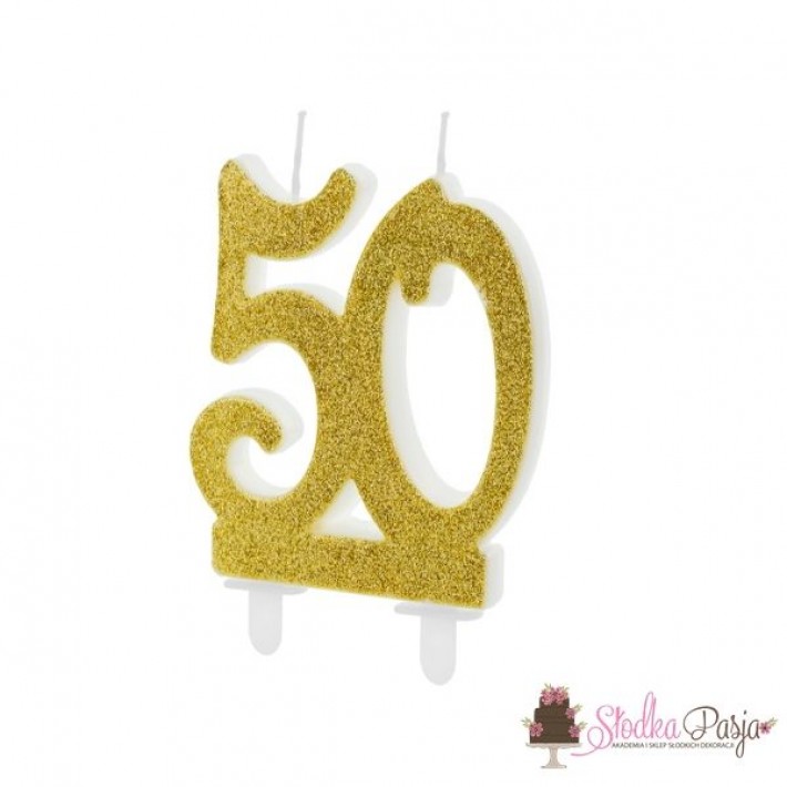 Świeczka urodzinowa liczba 50 złota