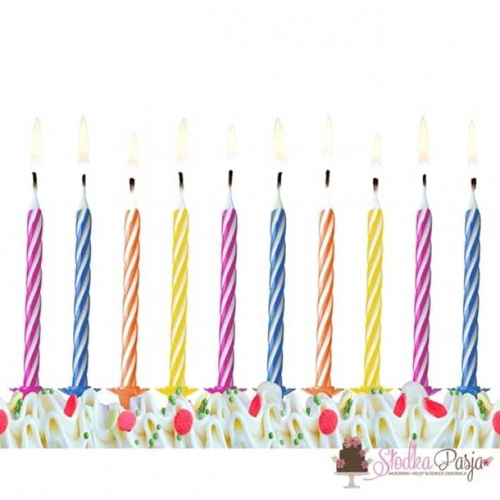 Świeczki urodzinowe mix kolorów 10 szt